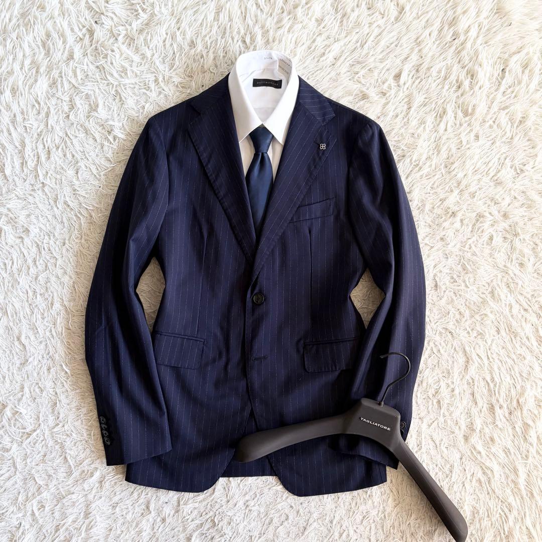 <美品>TAGLIATORE VESVIO ネイビー ウール ジャケット 42