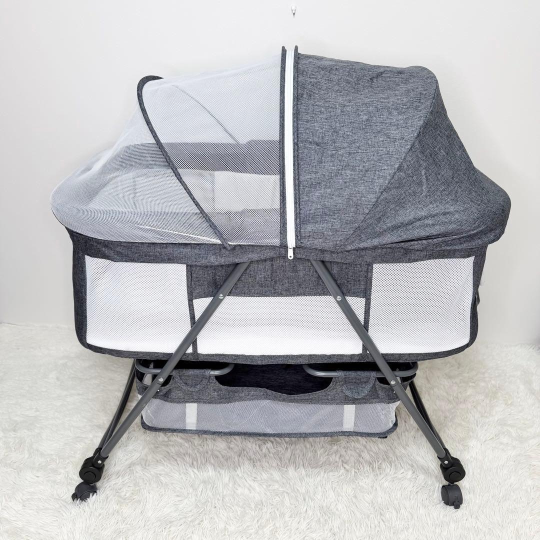 極美品 UBRAVOO ベビーベッド 折りたたみ キャスター付き ゆりかご