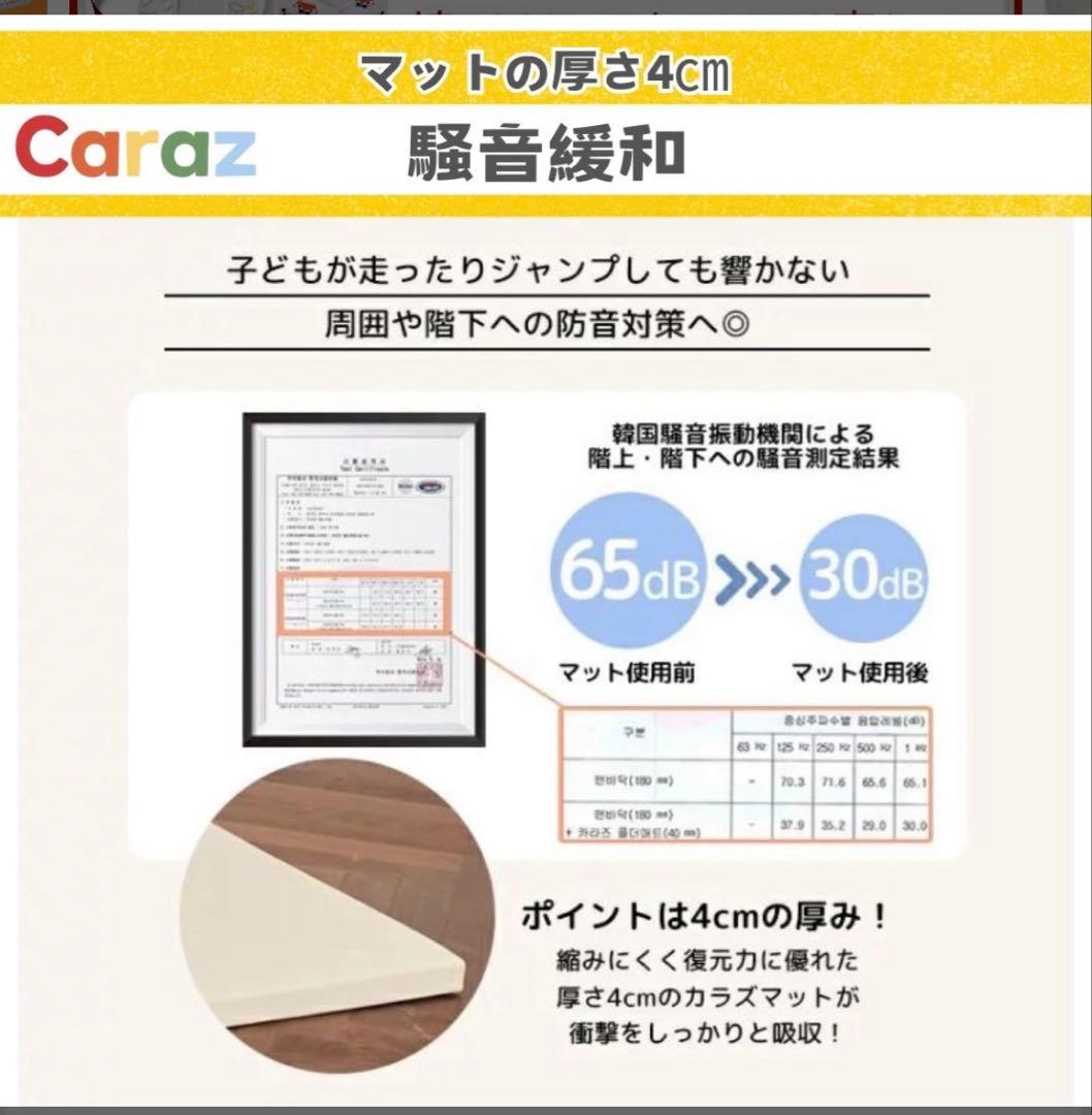 Caraz プレイマット4段 •無臭 4cm厚さ ベビーマット お昼寝マット防音