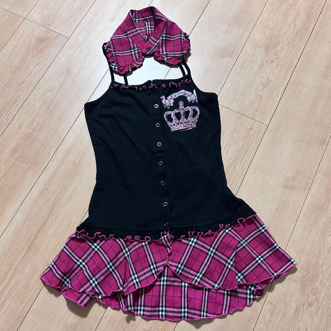 美品　PUTUMAYO プトマヨ　キャミソール　トップス　襟付き　チェック　王冠