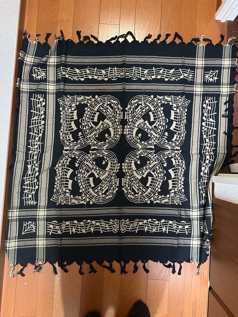 【美品】NUMBER (N)INE 07SS 音符ストール 茶x黒