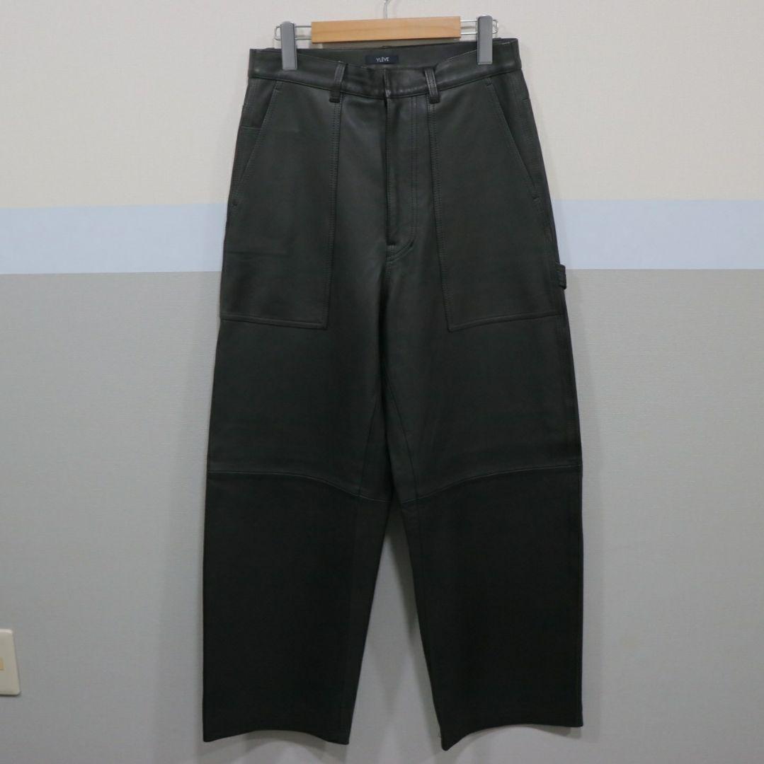 YLEVE SHEEP LEATHER PAINTER PANTS ブラック