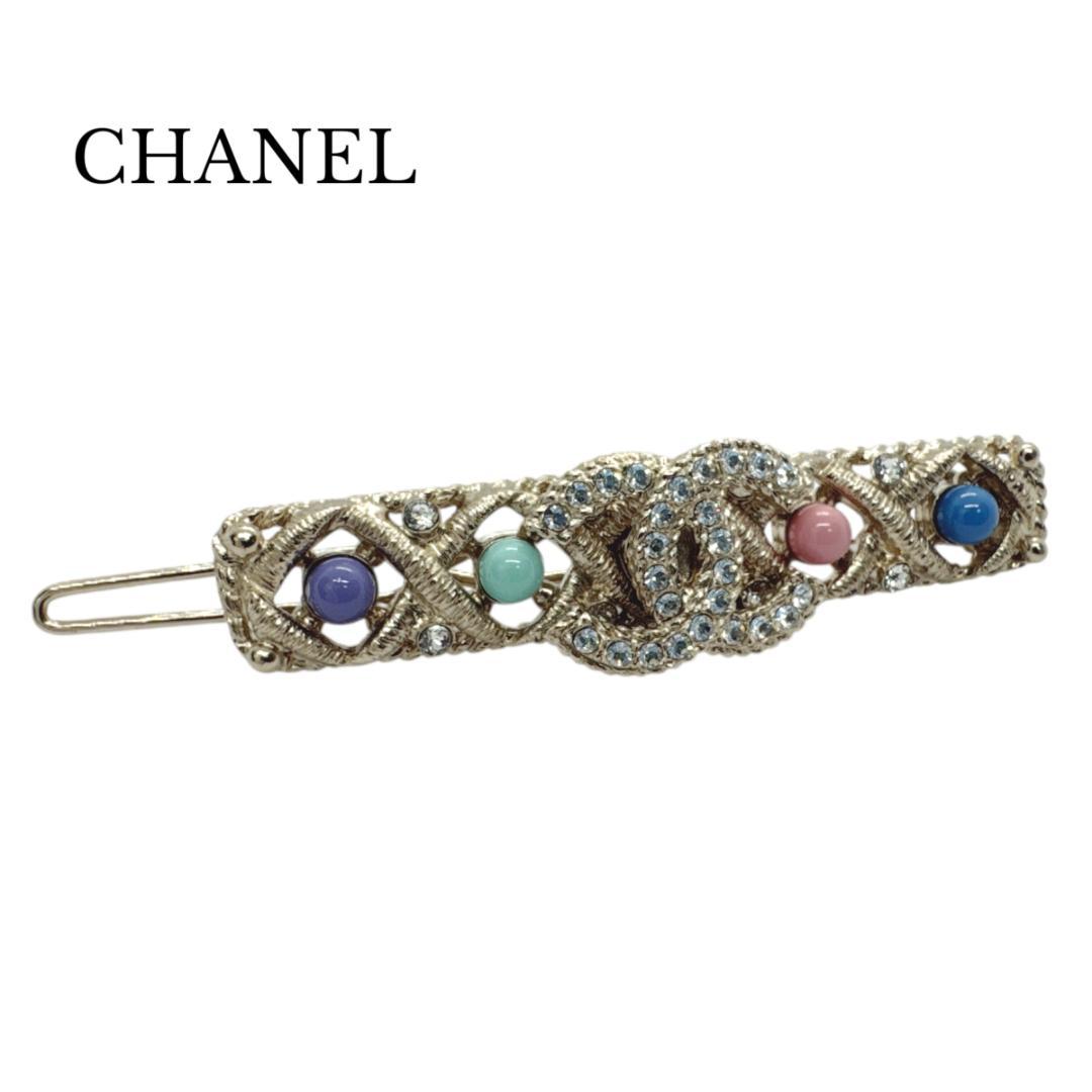 CHANEL バレッタ ココマーク ラインストーン カラーストーン C21 P