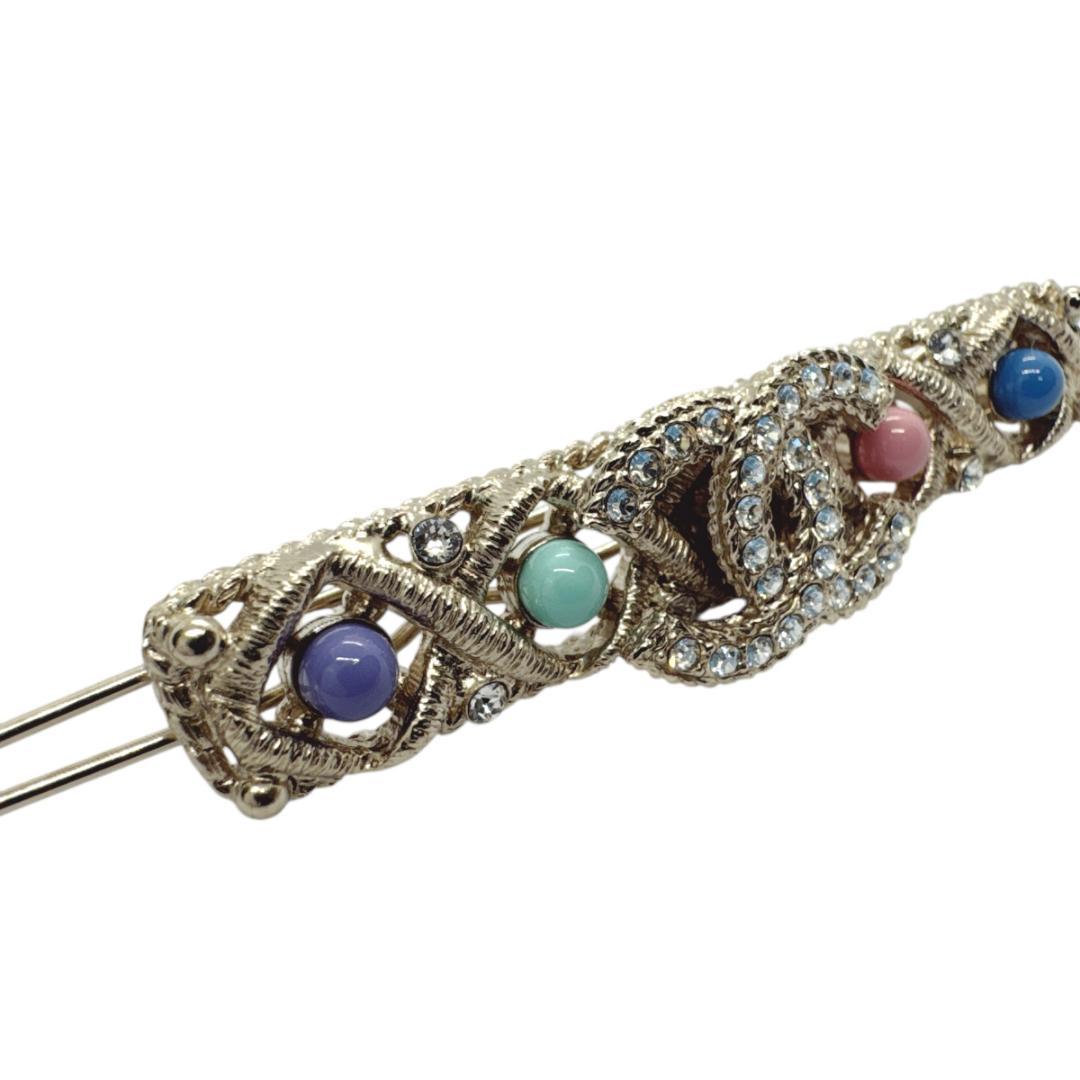 CHANEL バレッタ ココマーク ラインストーン カラーストーン C21 P