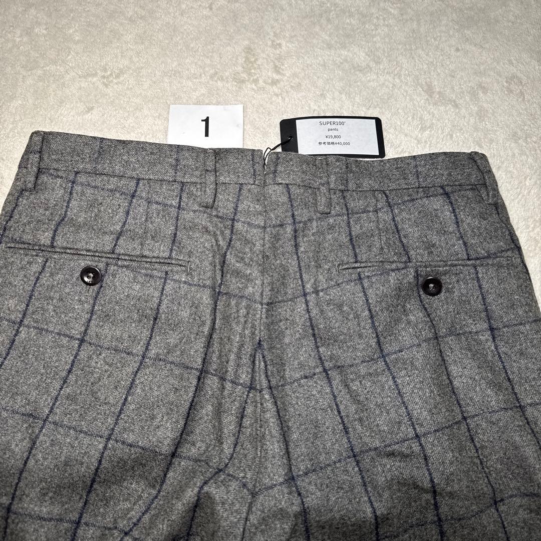 01 新品　タグ付　インコテックス　44 ウール　秋冬物　グレー　チェック