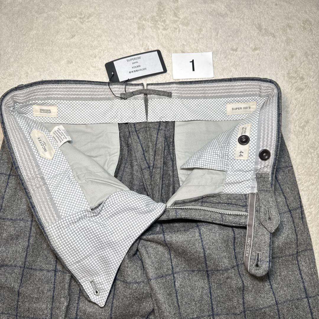 01 新品　タグ付　インコテックス　44 ウール　秋冬物　グレー　チェック