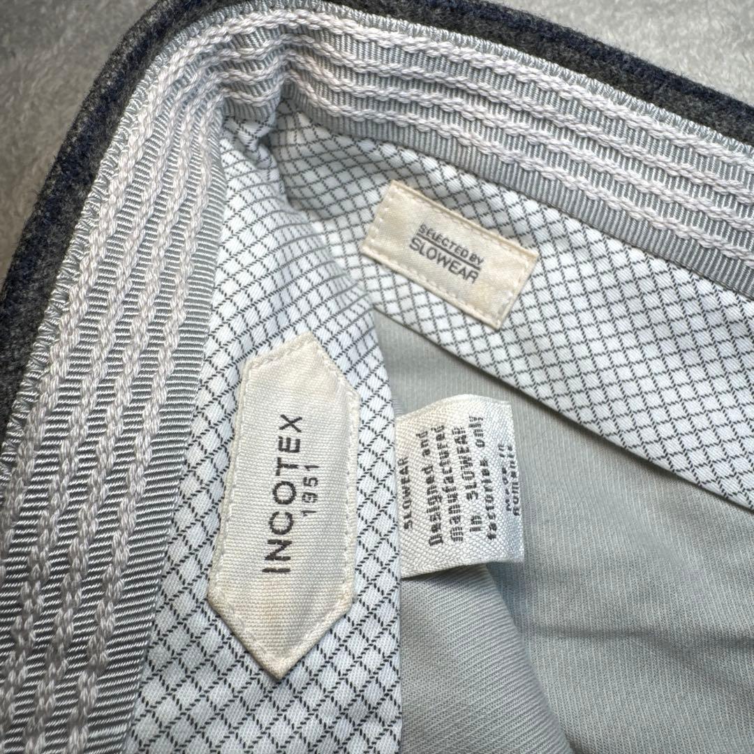 01 新品　タグ付　インコテックス　44 ウール　秋冬物　グレー　チェック
