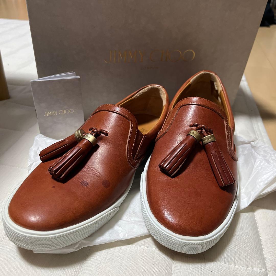 JIMMY CHOO ブラウンレザー スリッポン