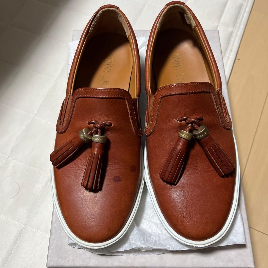 JIMMY CHOO ブラウンレザー スリッポン
