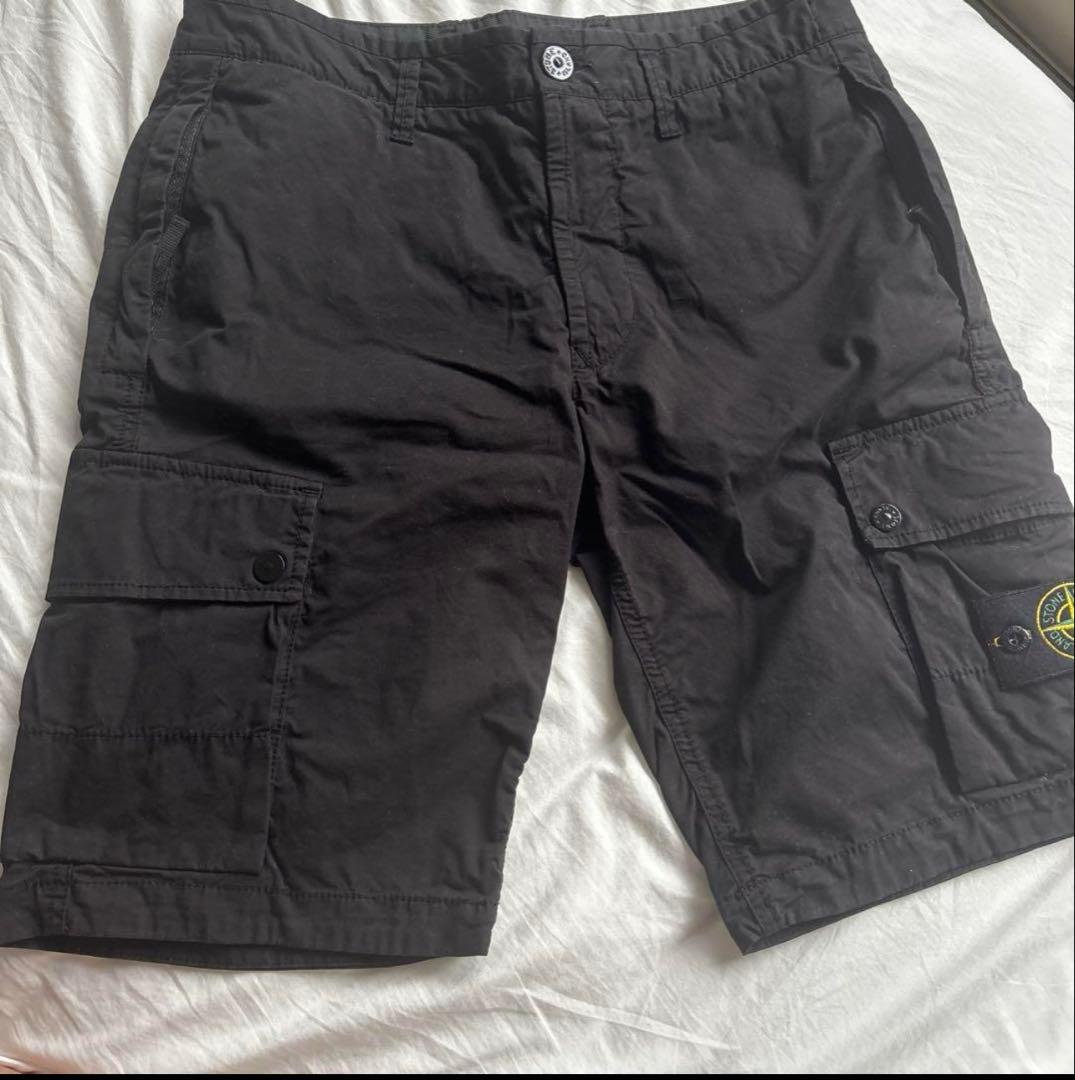 STONE  ブラックカーゴショートパンツ W30
