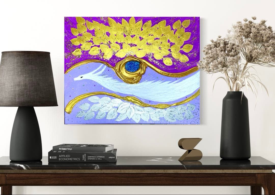 開運絵画　過去世からのメッセージ　金箔　24金　白龍　龍神様