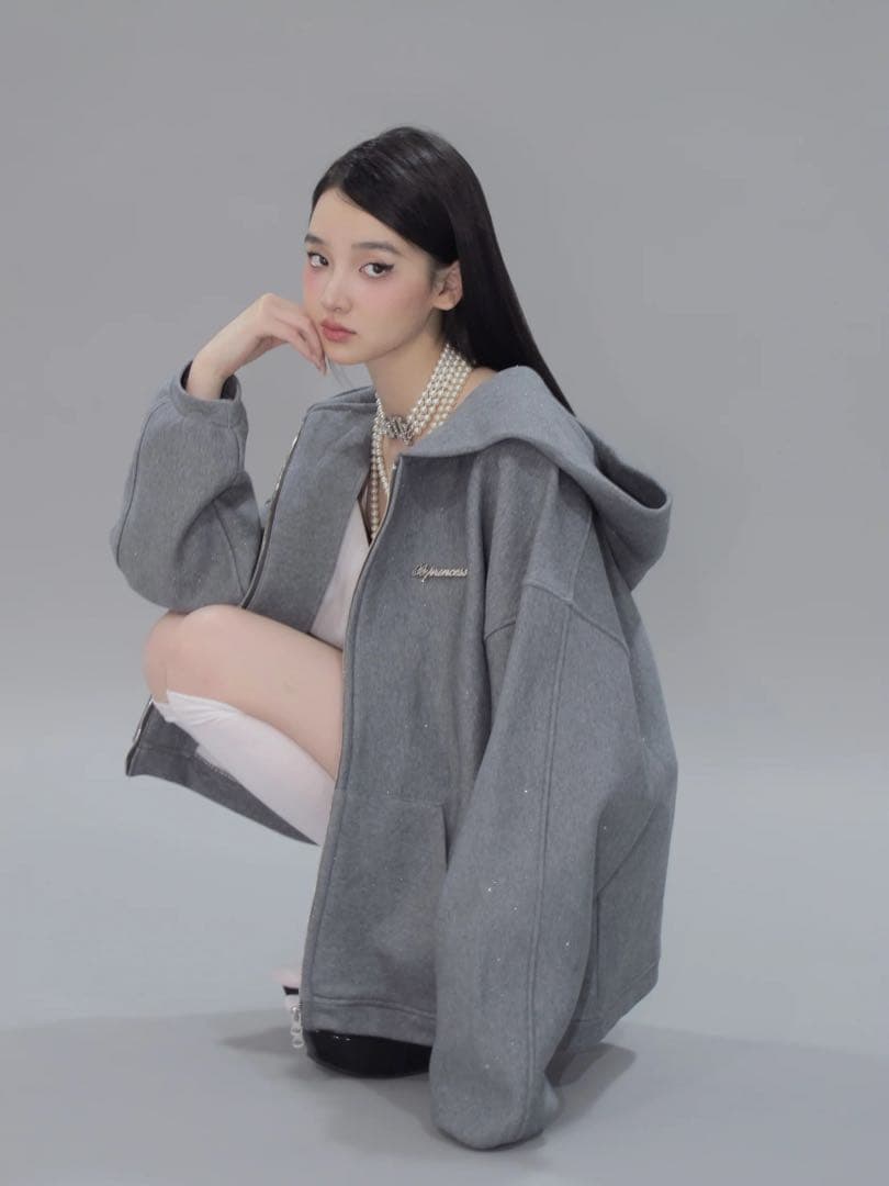 ANDWANG Kirakira zip up (gray) Mサイズ