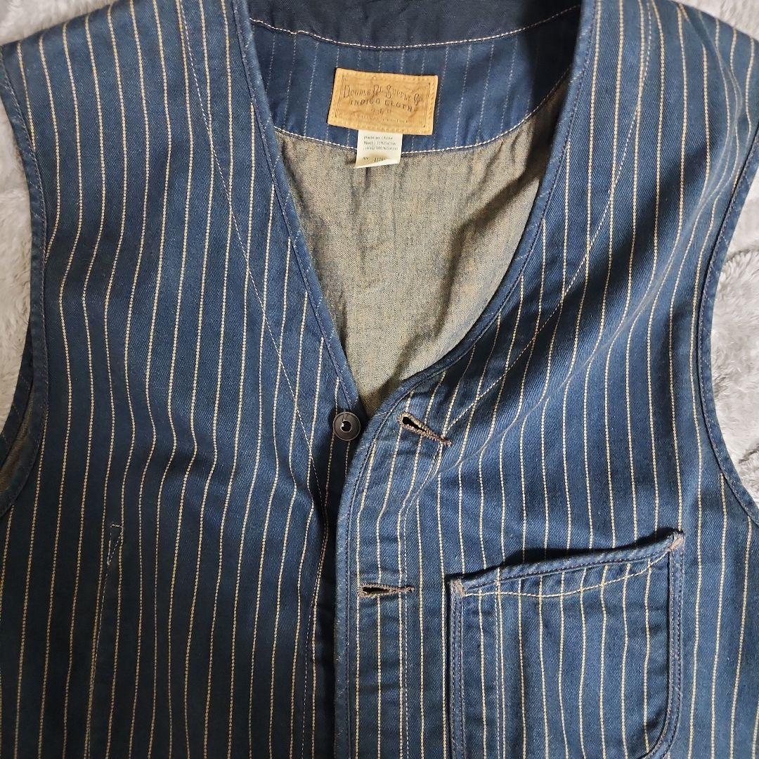 【極美品】名作RRL　激渋ストライプ/インディゴ染め/メンズベスト　Size:M