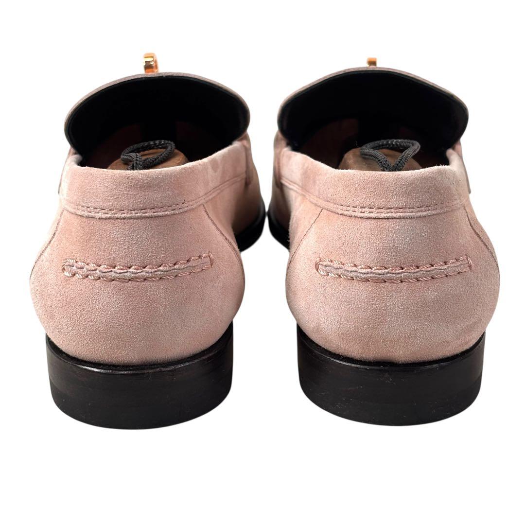 エルメス 36 23 ケリー金具 ローファー スエード ピンク ベージュ