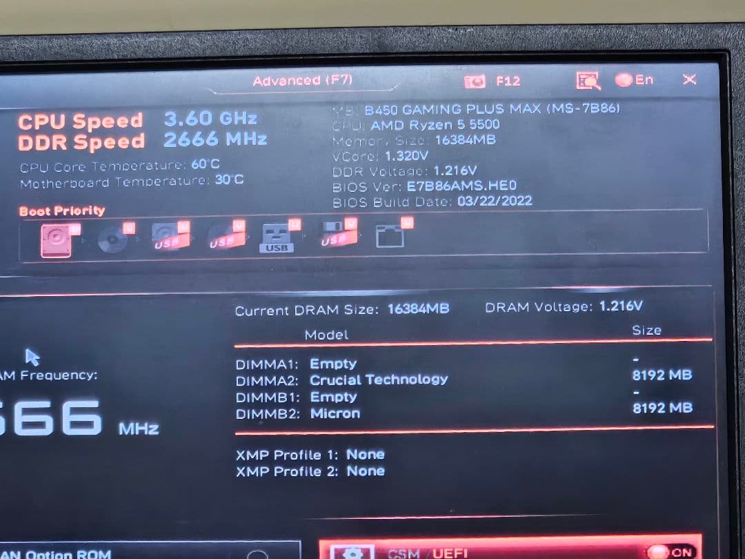 MSI B450 Ryzen 5 5500 DDR4 8GB ×2 計 16GB