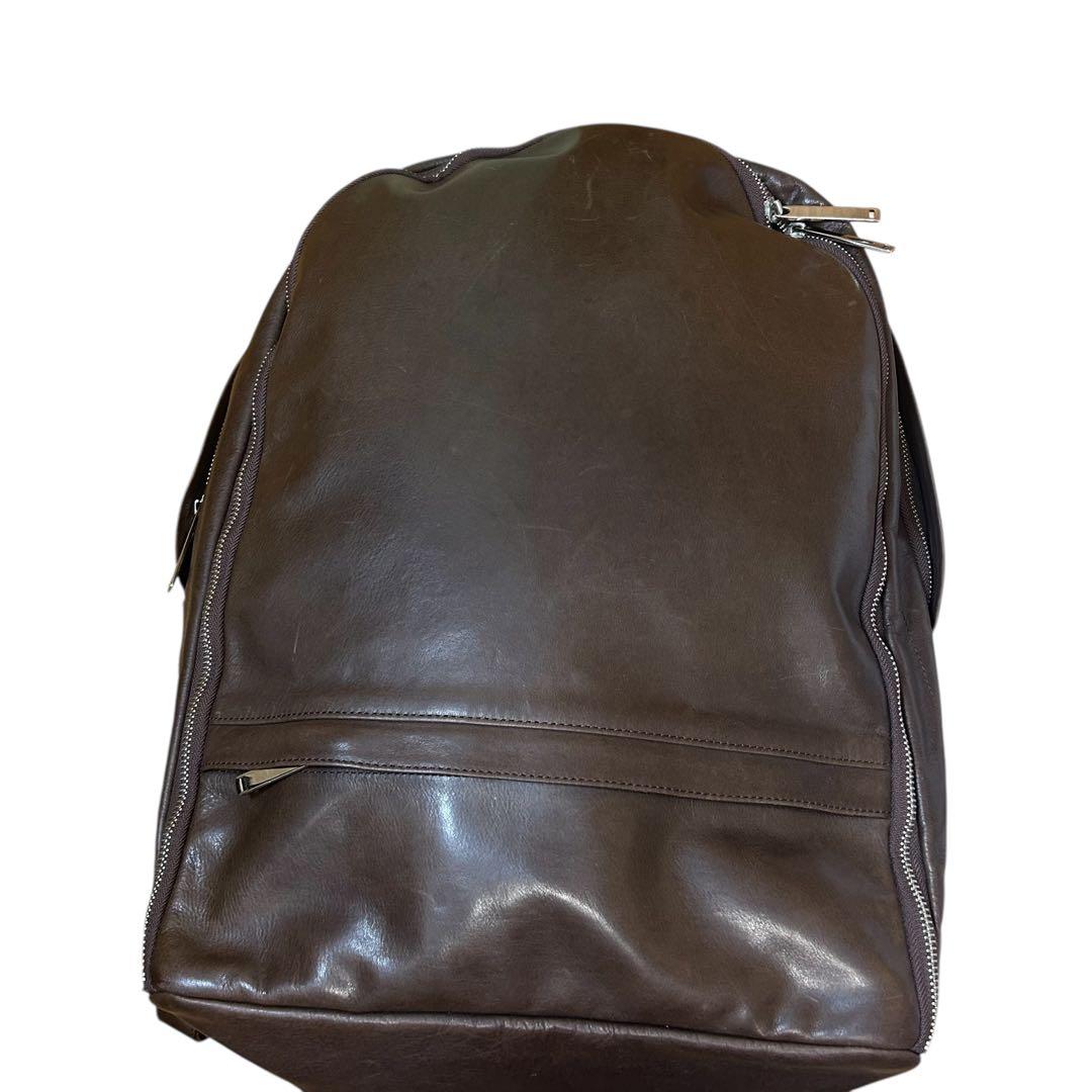 美品　パトリックステファンレザーリュックバックパック　ブラウン　大容量　二層