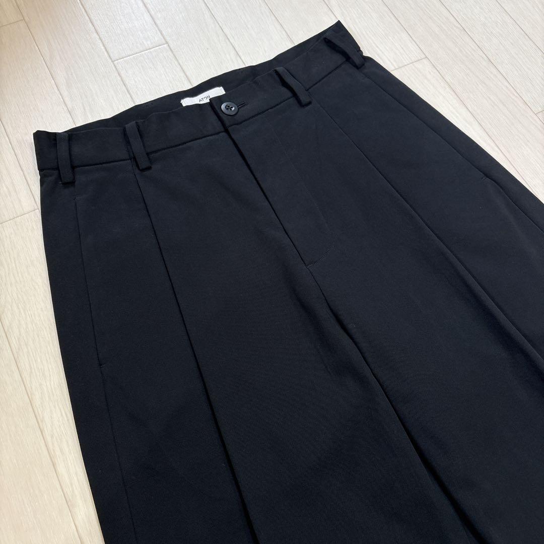 ATON エイトン コットンギャバジン タックパンツ 00 ブラック