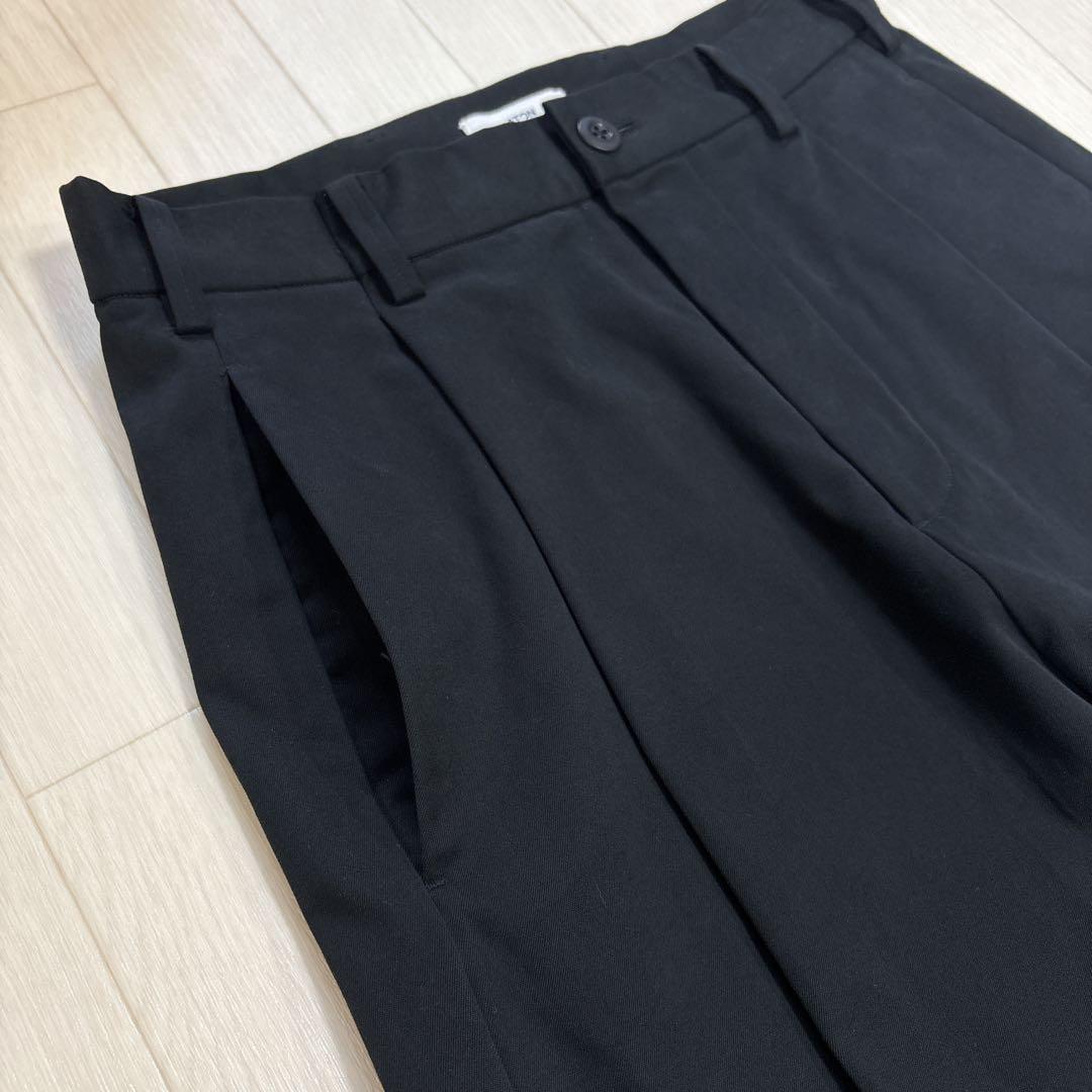 ATON エイトン コットンギャバジン タックパンツ 00 ブラック