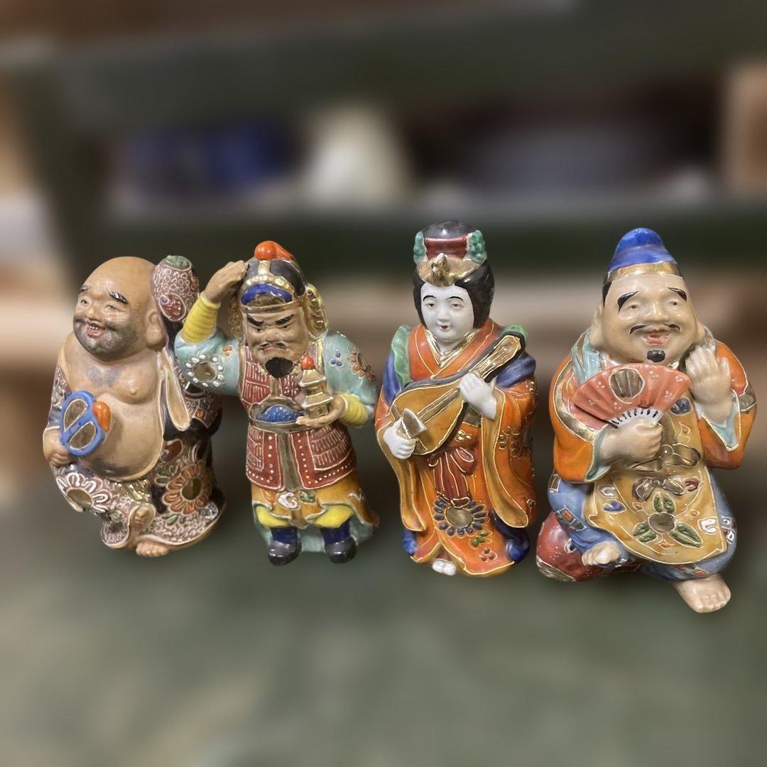 九谷焼七福神像 陶器置物 多色　古美術　骨董　アンティーク　石川県