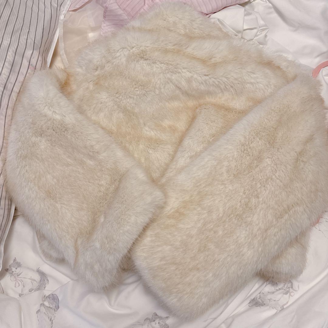 the Barnnetアイボリー 合成ファーコート ショート