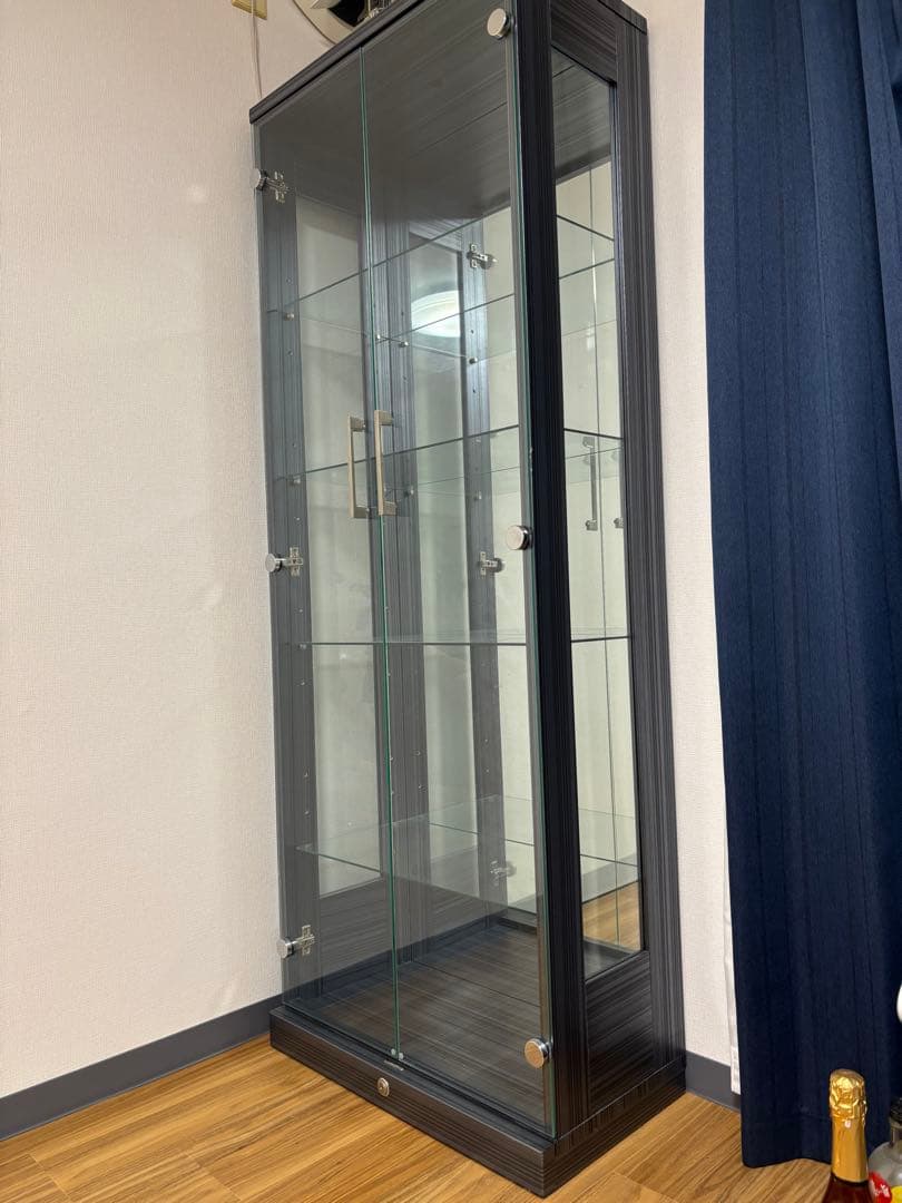 黒 ガラスケース 4段 ミラー付き