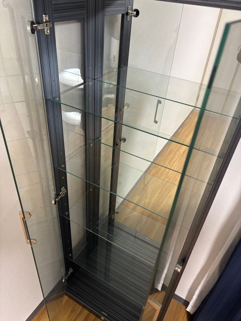 黒 ガラスケース 4段 ミラー付き