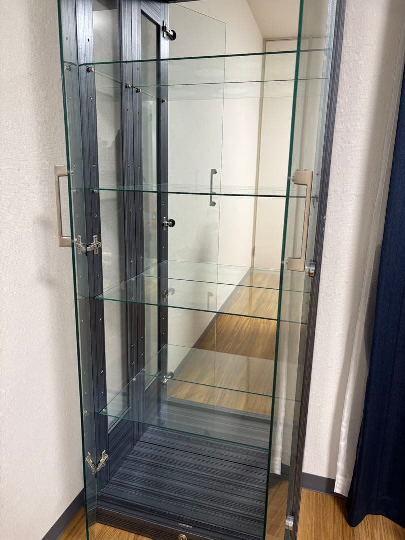 黒 ガラスケース 4段 ミラー付き