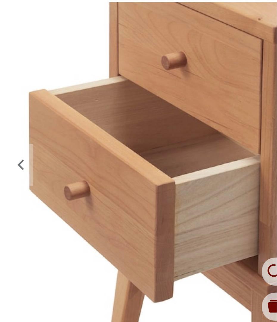 ナチュラルウッド サイドテーブル 2引き出し