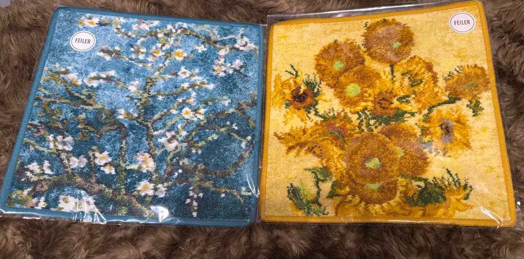 【新品2枚】フェイラー ハンカチ ゴッホ サンフラワーズ アーモンド ブロッサム