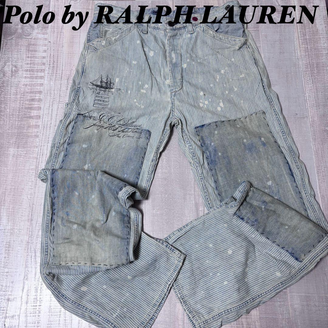 【メキシコ製】POLO by Ralph Laurenダブルニーヒッコリーパンツ