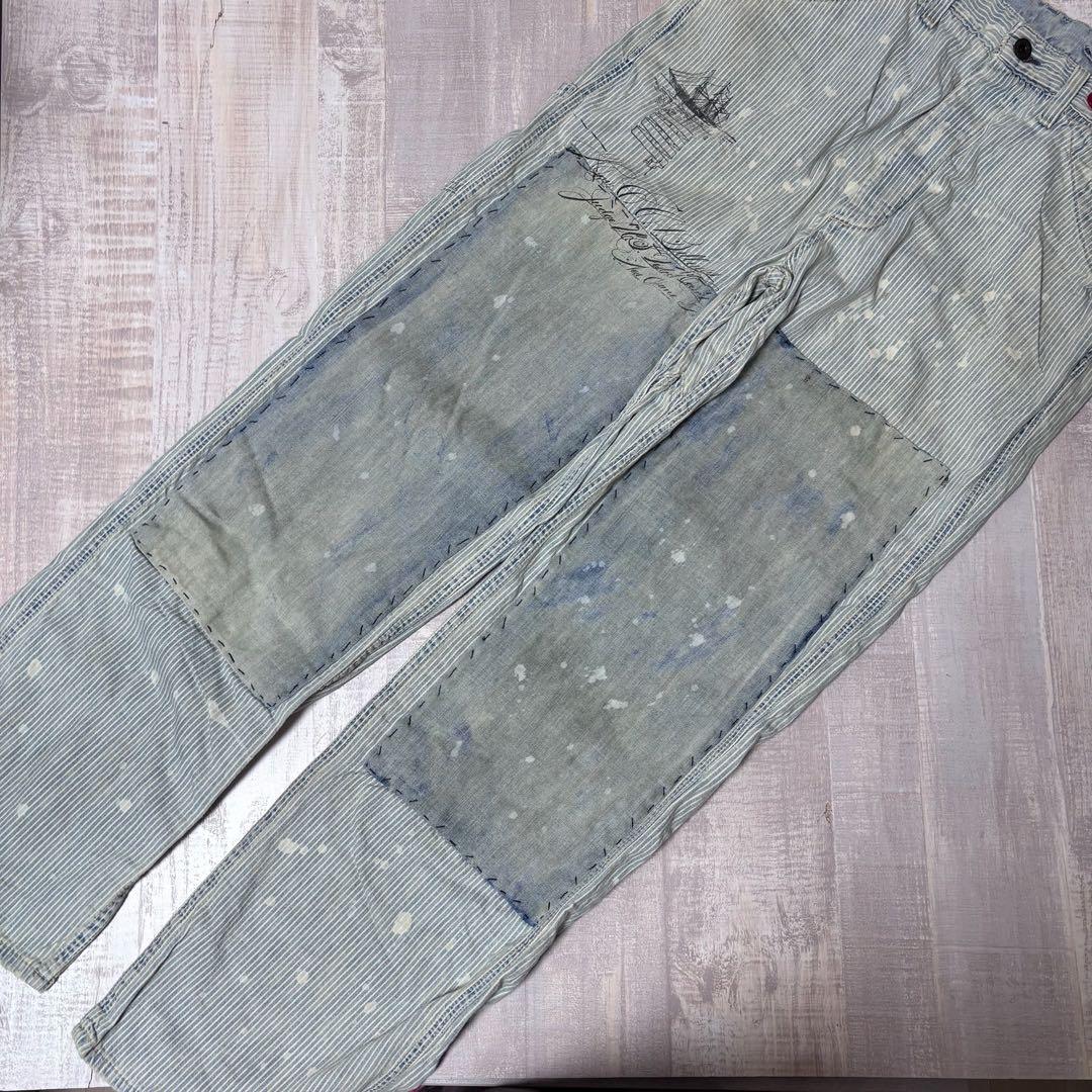 【メキシコ製】POLO by Ralph Laurenダブルニーヒッコリーパンツ