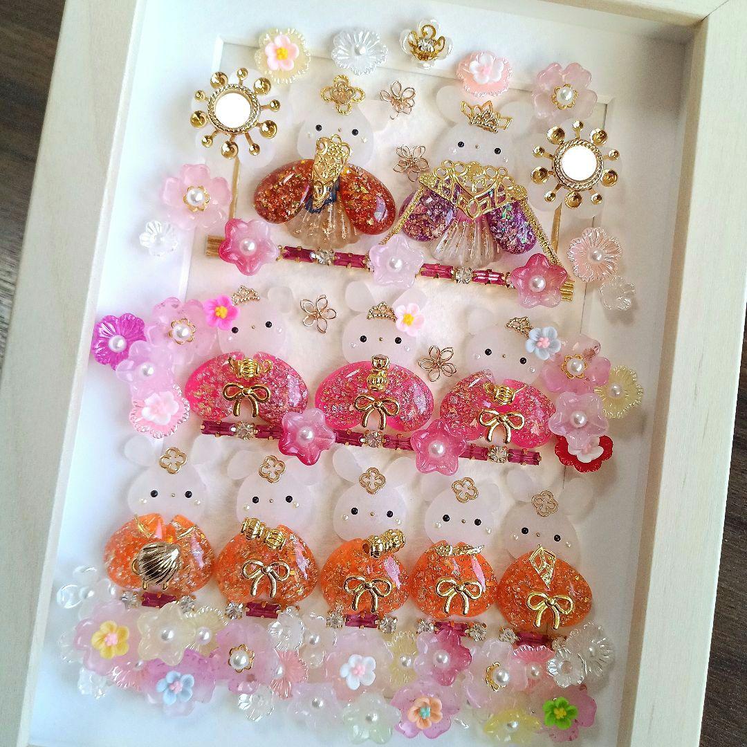 シーグラスアート　♡ひなまつり♡　うさねこver.　２Ｌサイズ程