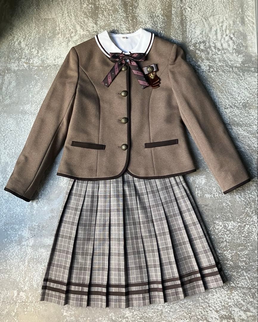 エル アンノアール 卒服 160 女の子 5点セット茶色 ブラウン チェック