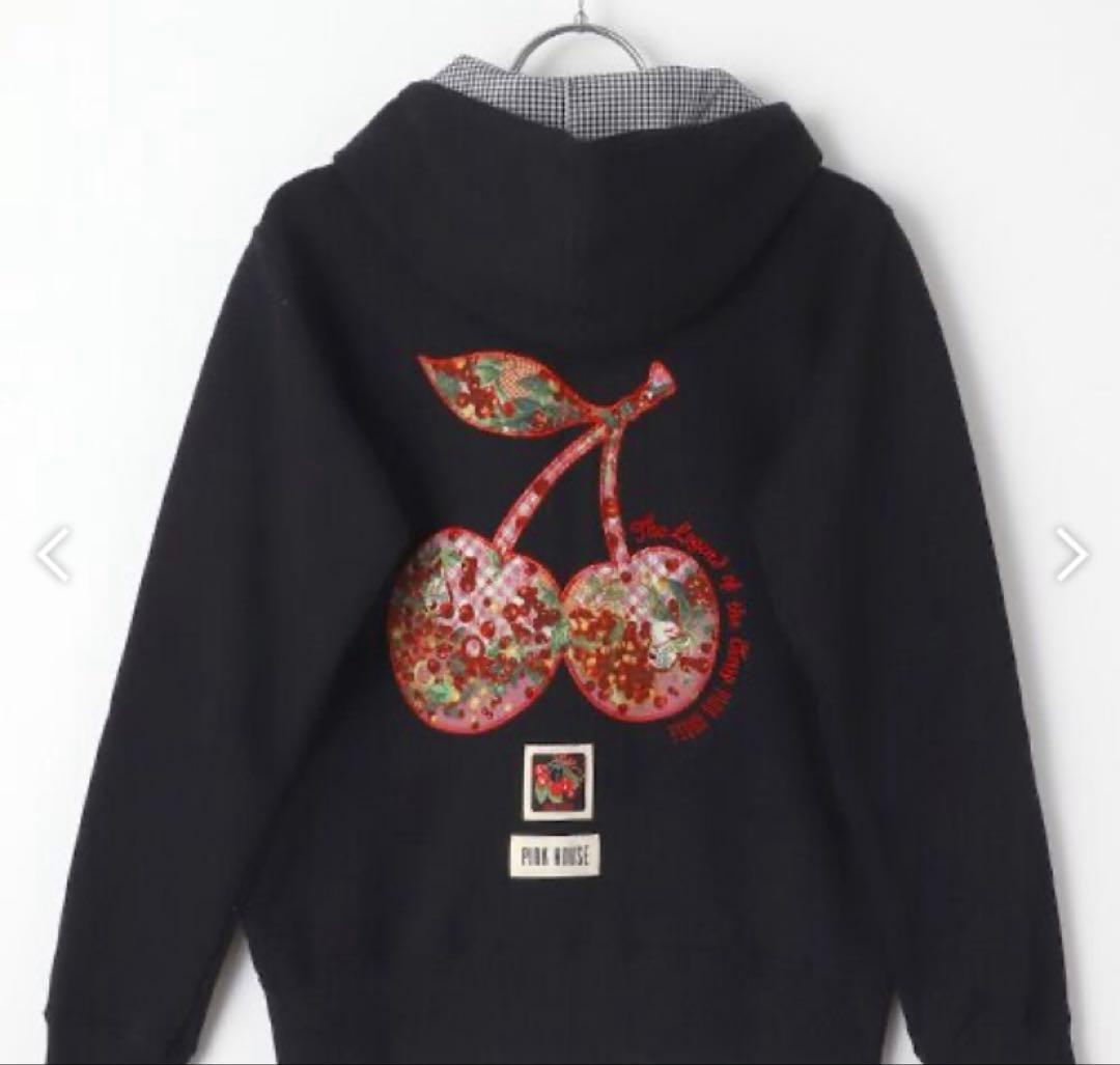 さらに値下げ美品！完売ピンクハウスいちご＆チェリーミーティングアップリケパーカ黒