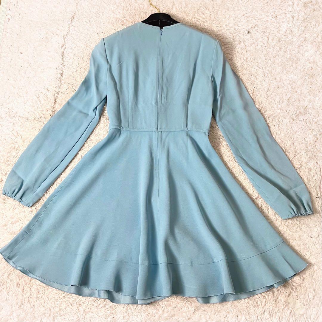 ✖︎ ヴァレンティノ ワンピース Aライン フレア リボン ブルー 水色 M