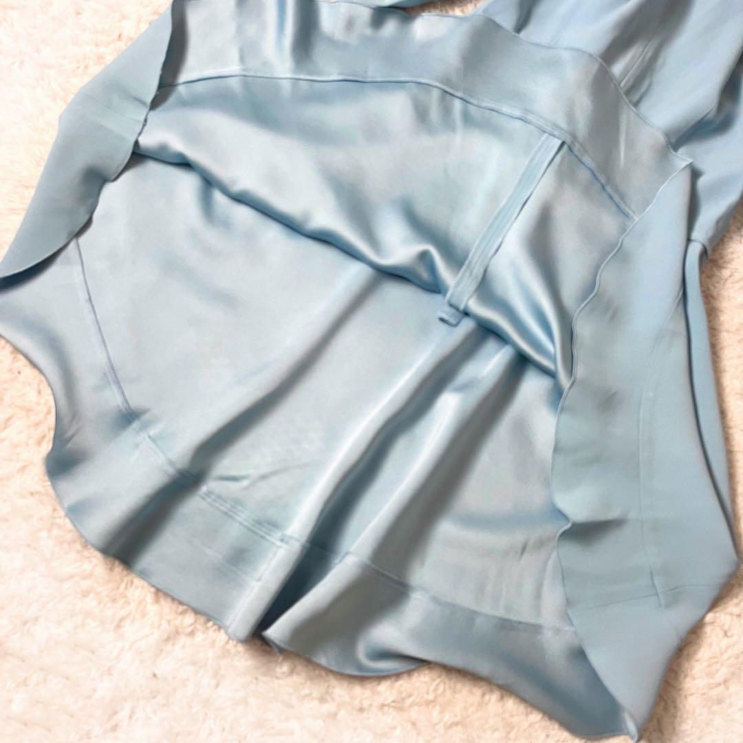 ✖︎ ヴァレンティノ ワンピース Aライン フレア リボン ブルー 水色 M