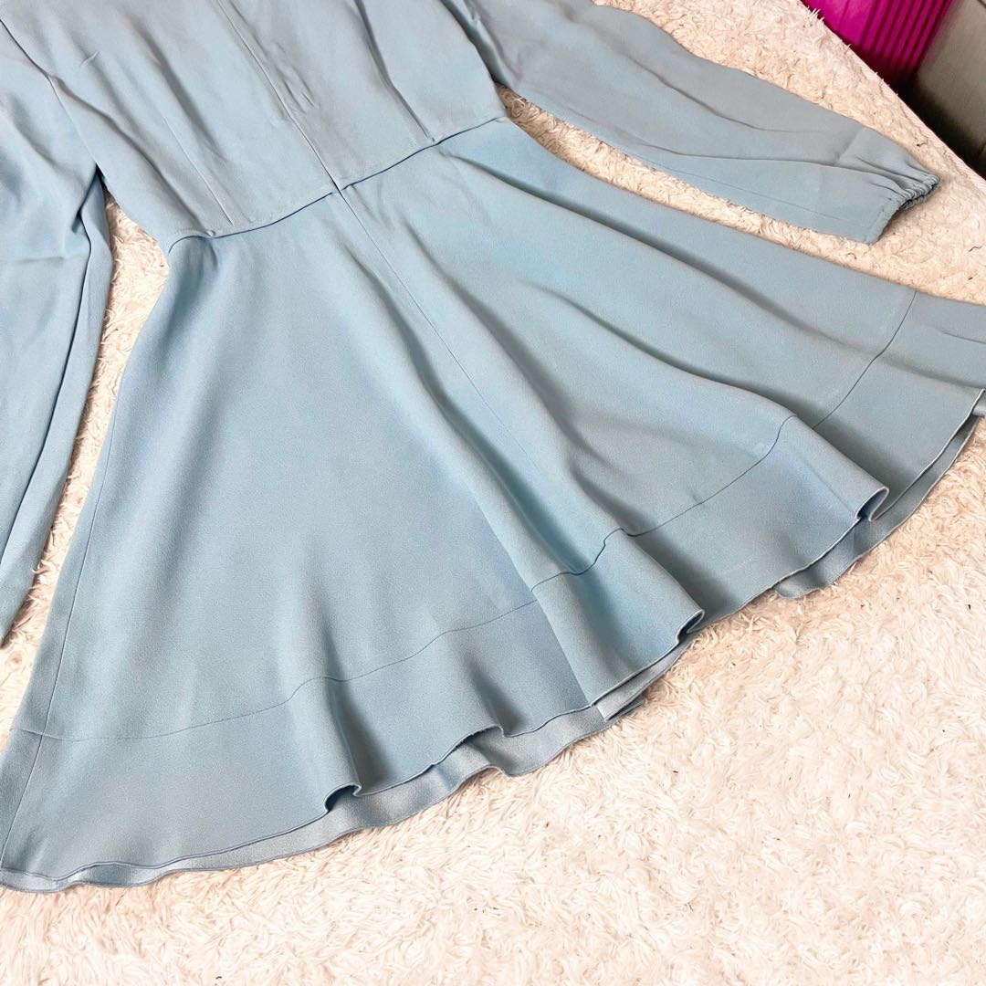 ✖︎ ヴァレンティノ ワンピース Aライン フレア リボン ブルー 水色 M