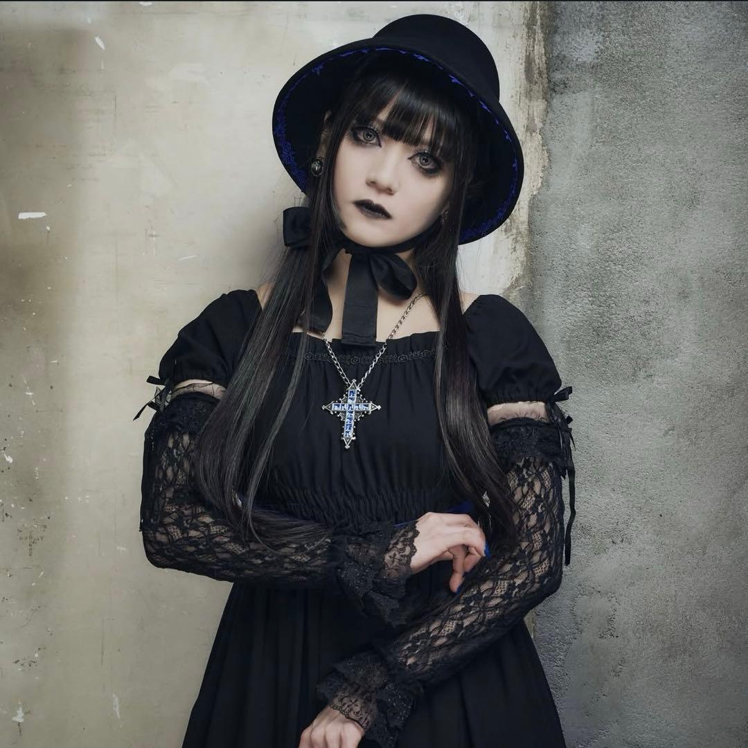 モワティエ 帽子 ドレスハット 黒×青