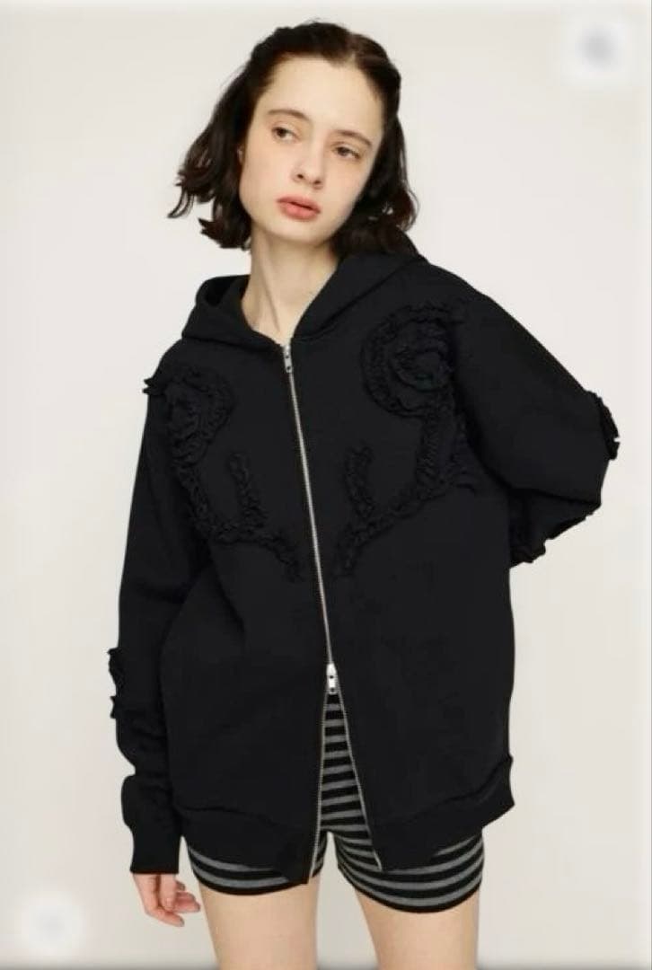 SLY FRILL ZIP UP HOODIE フリルジップアップ フーディ