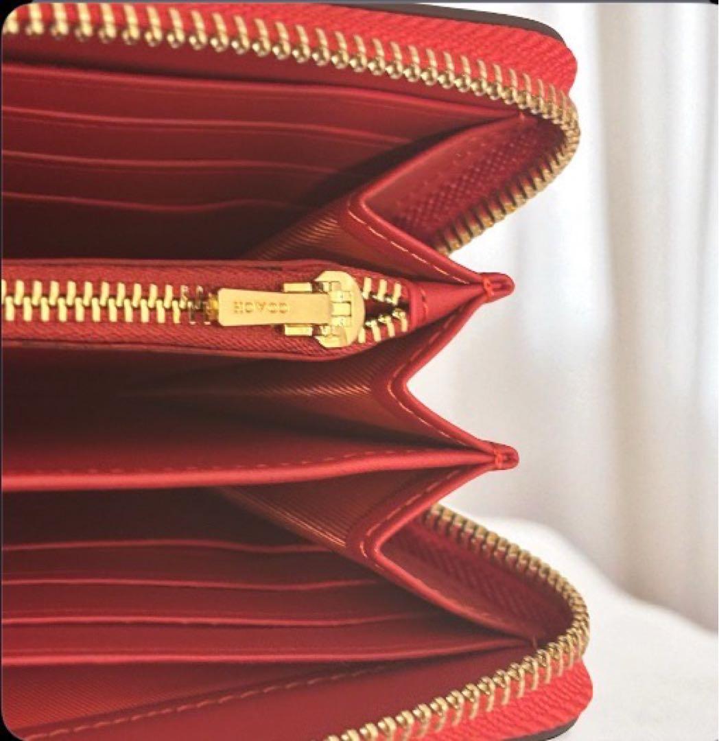 【新品】COACH 【新品】長財布レッド/ブラウン