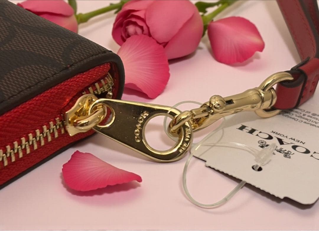 【新品】COACH 【新品】長財布レッド/ブラウン