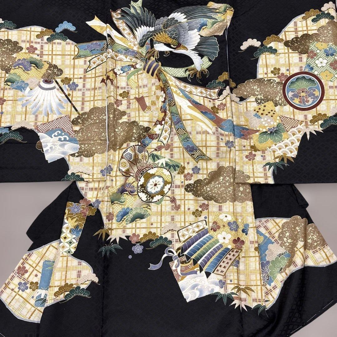 22⭐︎新品正絹産着（祝着）京友禅伝統工芸染、刺繍入、金彩、特選大鷹と熨斗文