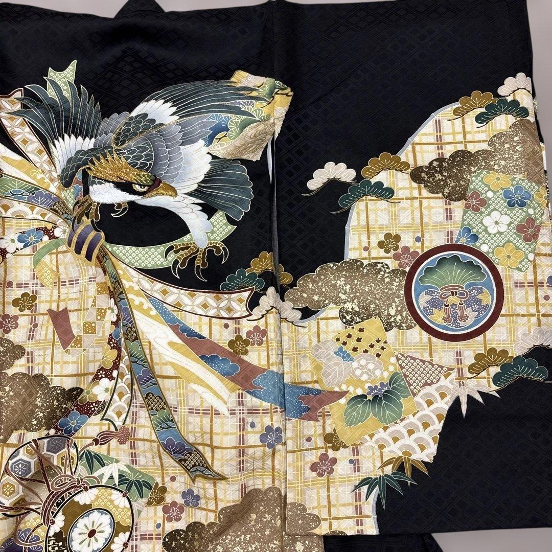22⭐︎新品正絹産着（祝着）京友禅伝統工芸染、刺繍入、金彩、特選大鷹と熨斗文