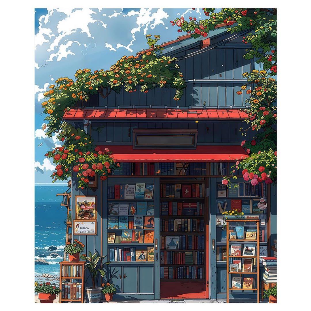 海辺の書店のイラスト