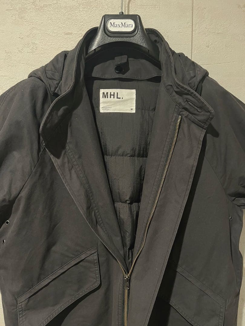こなんさま　MHL 　ブラックモッズコート　ダウンライナー付　フード取り外し可能