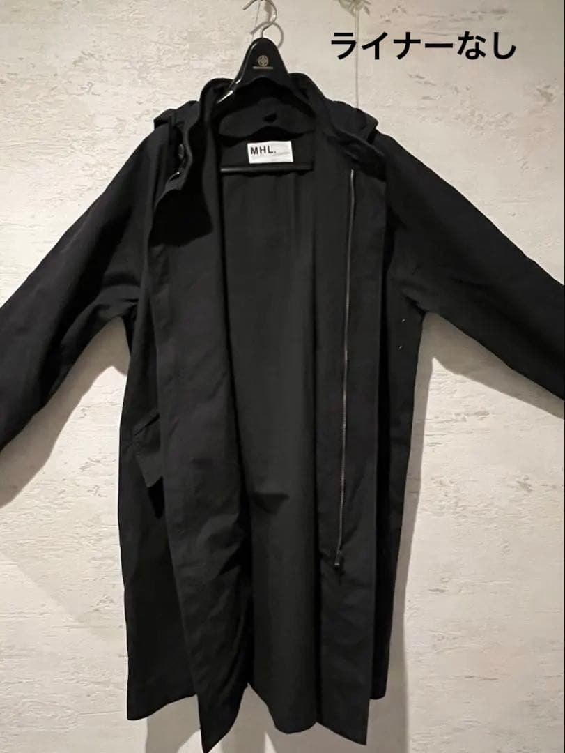 こなんさま　MHL 　ブラックモッズコート　ダウンライナー付　フード取り外し可能