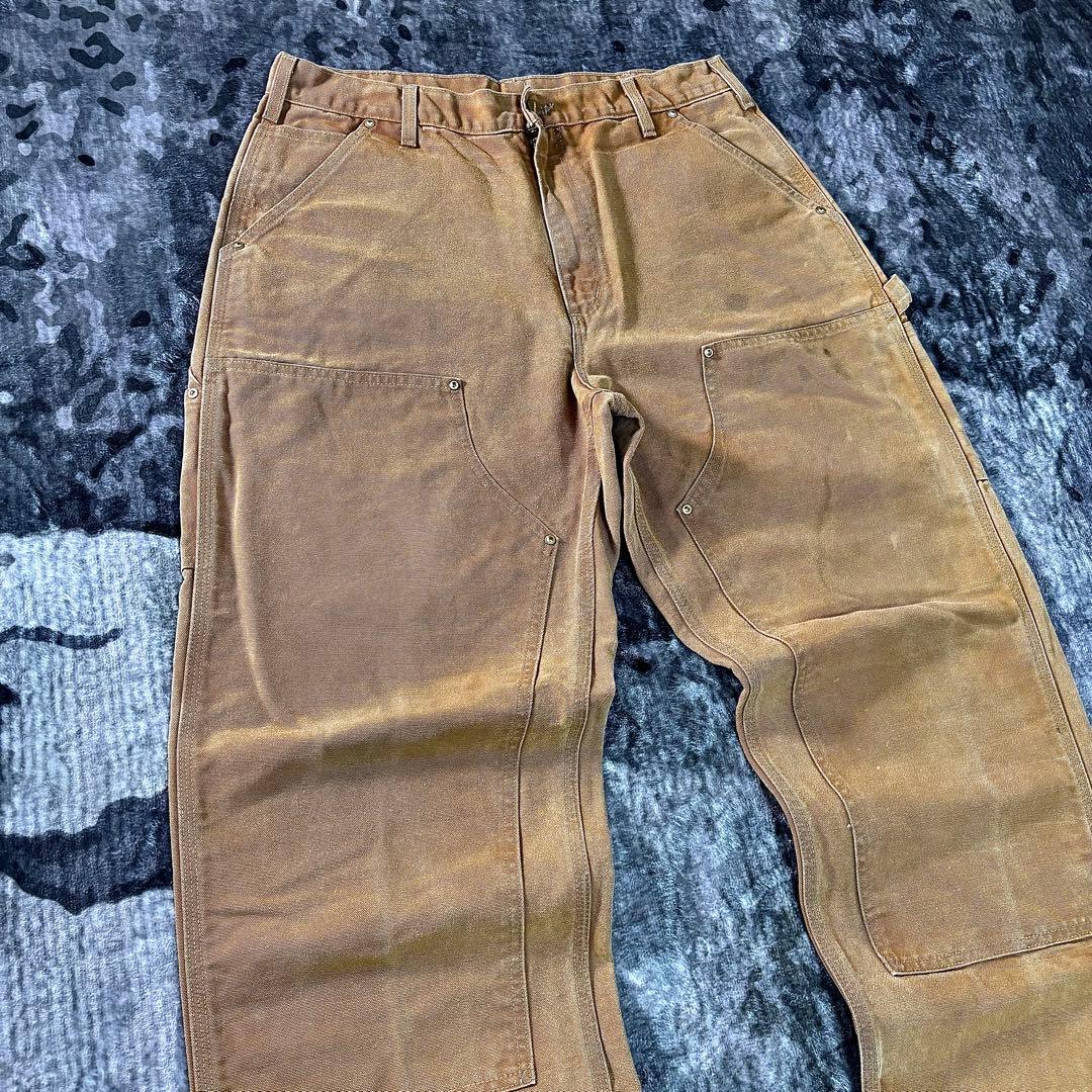 希少ダック地 ダブルニー ペンキ ワークパンツ 古着 一点物 良フェード