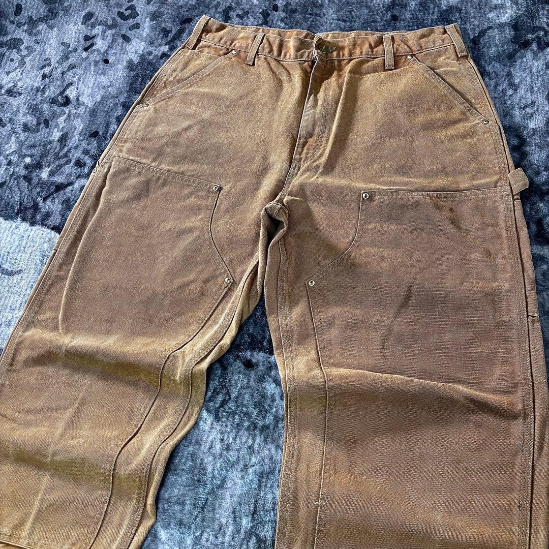 希少ダック地 ダブルニー ペンキ ワークパンツ 古着 一点物 良フェード