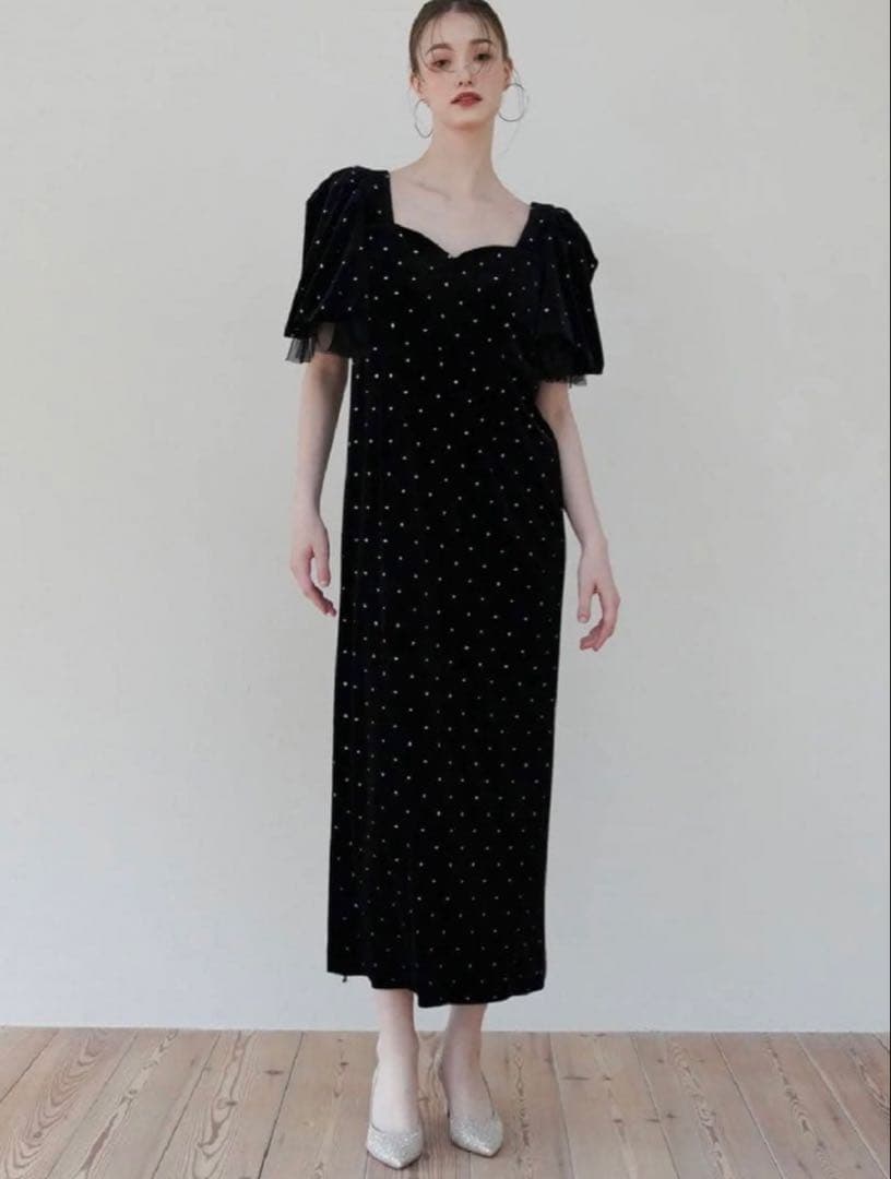 スーツ・フォーマル・ドレス acka bijou dot velours dress