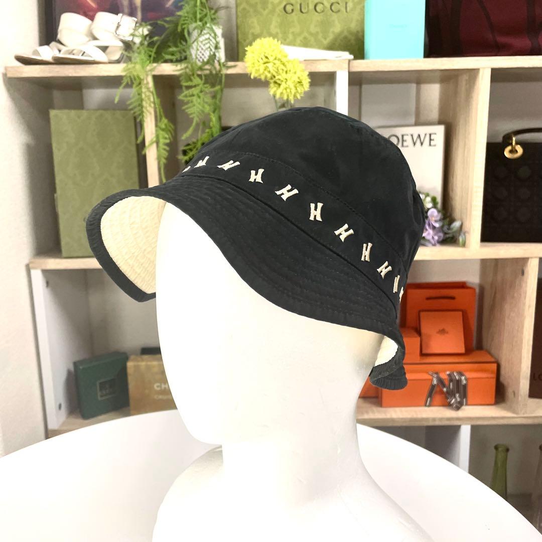 90's HERMES バケットハット Hロゴ 刺繍